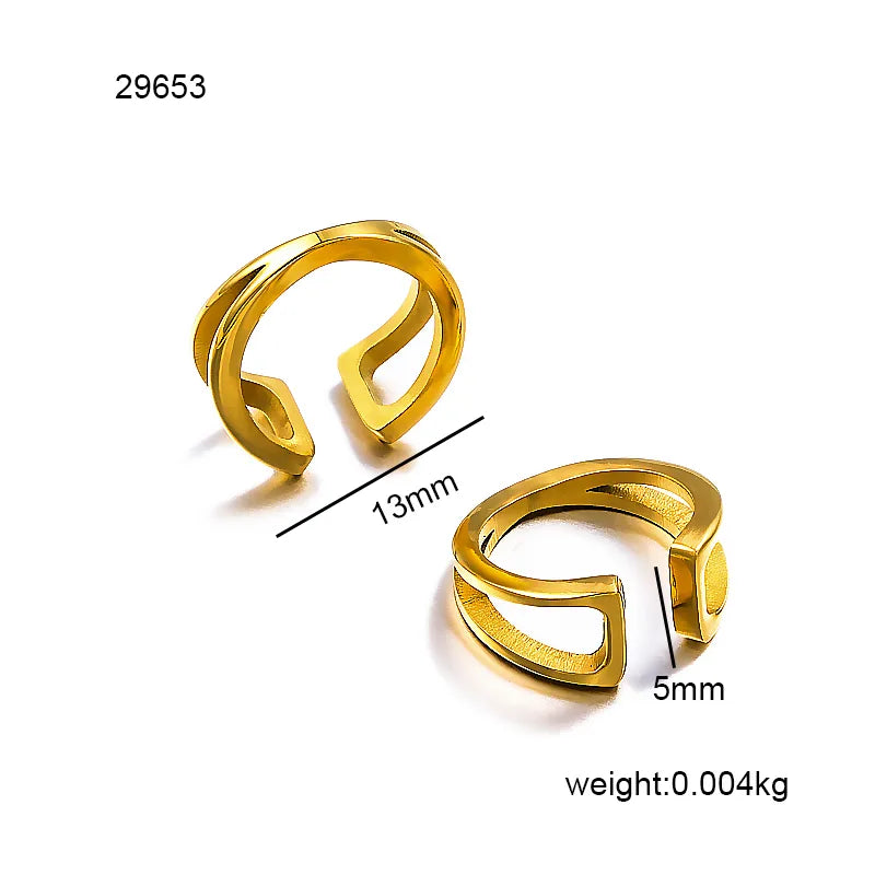 1 Pair Elegant Modern Style Simple Style C Shape Lines Plating 304 Stainless Steel 18K Gold Plated Ear Cuffs