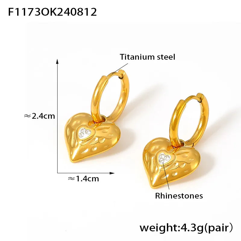 1 Pair Elegant Princess Preppy Style Geometric Heart Shape Plating Titanium Steel 18K Gold Plated Earrings