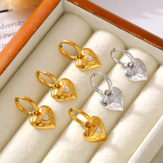 1 Pair Elegant Princess Preppy Style Geometric Heart Shape Plating Titanium Steel 18K Gold Plated Earrings