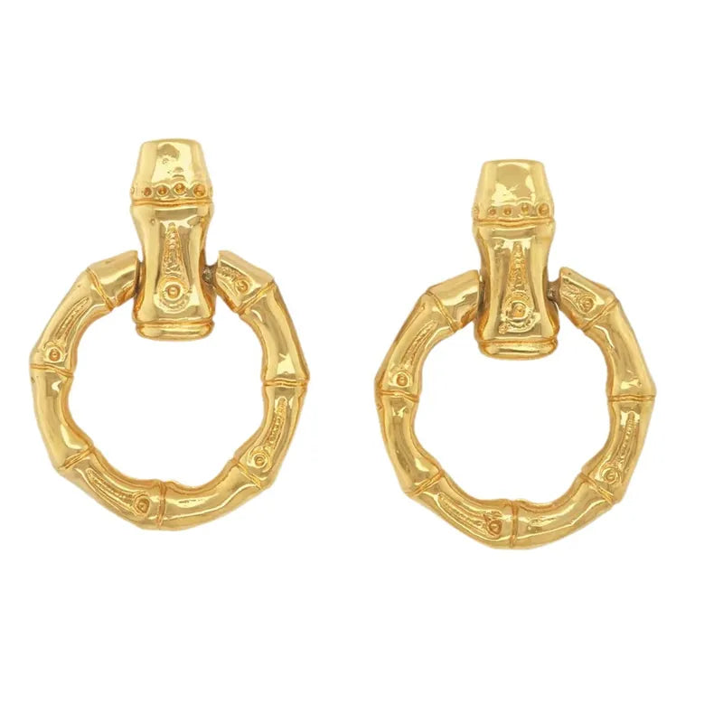 1 Pair Elegant Retro Geometric Brass 14K Gold Plated Drop Earrings