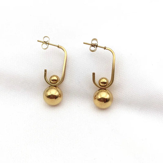 1 Pair Elegant Retro Simple Style Geometric 304 Stainless Steel 18K Gold Plated Ear Studs