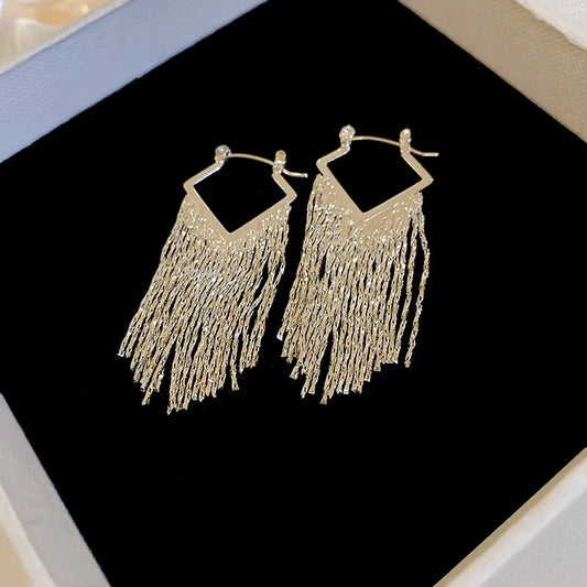 1 Pair Elegant Retro Simple Style Tassel Plating Copper Drop Earrings