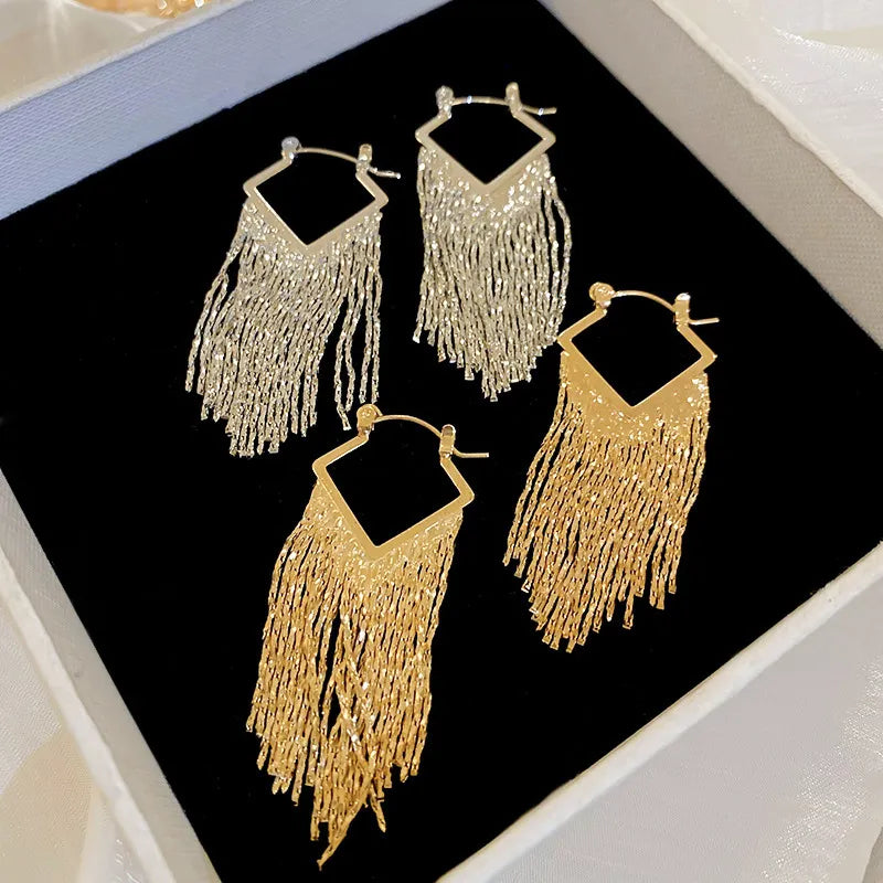 1 Pair Elegant Retro Simple Style Tassel Plating Copper Drop Earrings