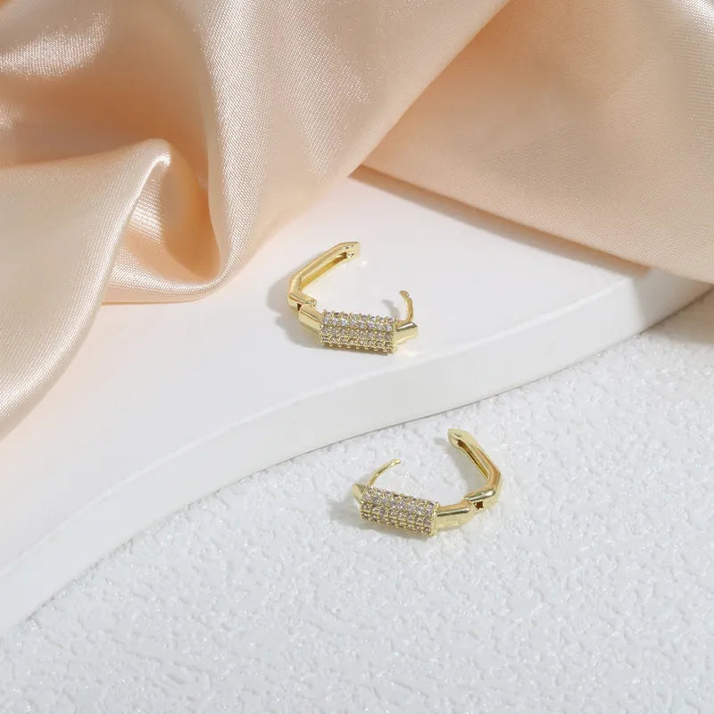 1 Pair Elegant Romantic Shiny U Shape Plating Inlay Copper Zircon K Gold Plated Earrings