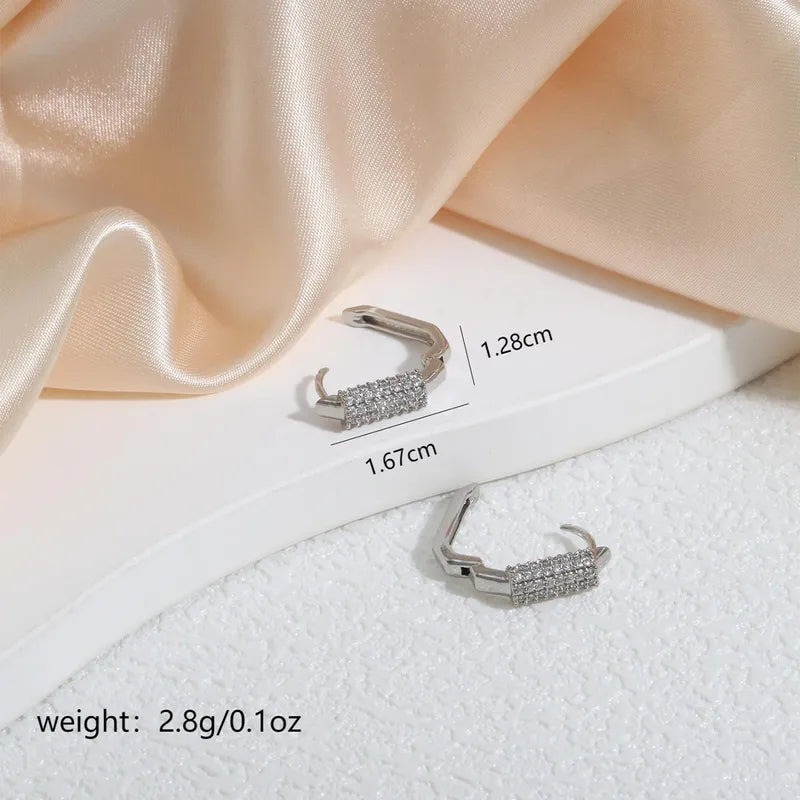 1 Pair Elegant Romantic Shiny U Shape Plating Inlay Copper Zircon K Gold Plated Earrings