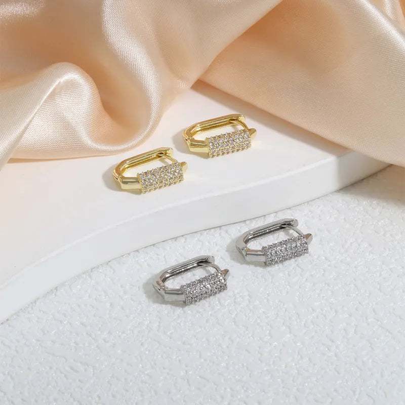 1 Pair Elegant Romantic Shiny U Shape Plating Inlay Copper Zircon K Gold Plated Earrings