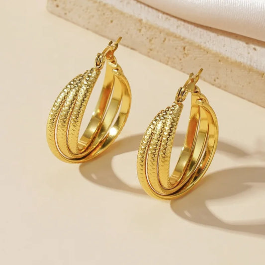 1 Pair Elegant Sexy Solid Color 304 Stainless Steel Gold Plated Earrings