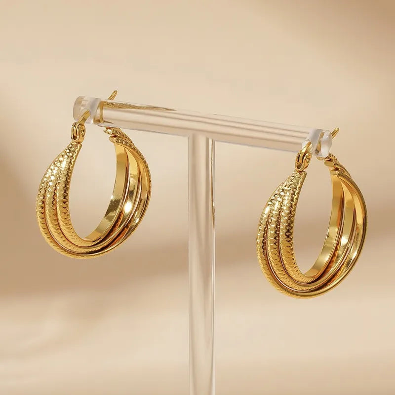 1 Pair Elegant Sexy Solid Color 304 Stainless Steel Gold Plated Earrings