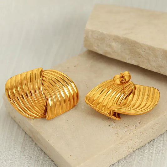 1 Pair Elegant Simple Style Asymmetrical Solid Color Polishing Plating 304 Stainless Steel 18K Gold Plated Ear Studs