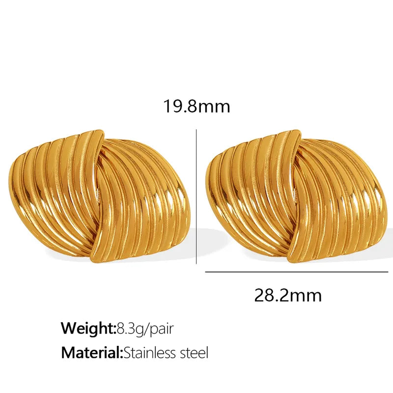 1 Pair Elegant Simple Style Asymmetrical Solid Color Polishing Plating 304 Stainless Steel 18K Gold Plated Ear Studs