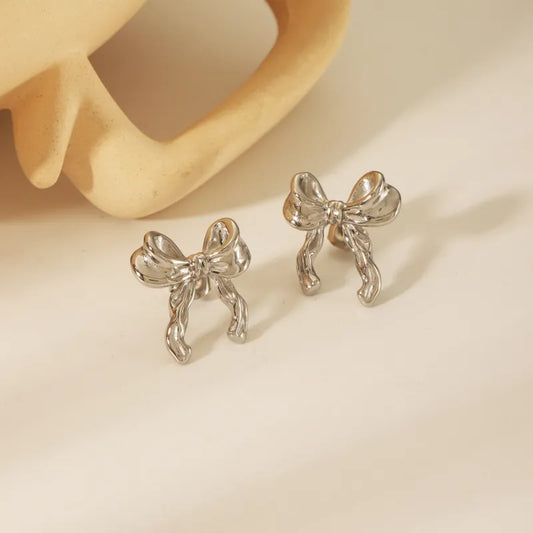 1 Pair Elegant Simple Style Classic Style Bow Knot Plating 304 Stainless Steel 14K Gold Plated Ear Studs