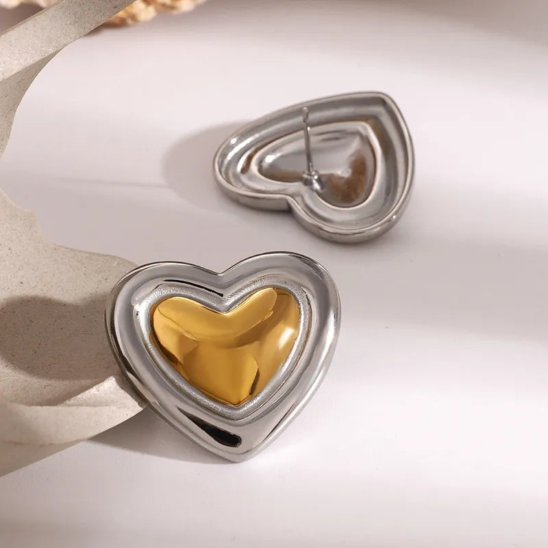 1 Pair Elegant Simple Style Classic Style Heart Shape 304 Stainless Steel Ear Studs