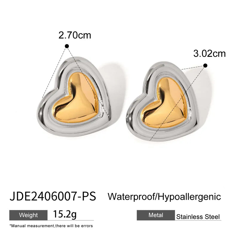 1 Pair Elegant Simple Style Classic Style Heart Shape 304 Stainless Steel Ear Studs