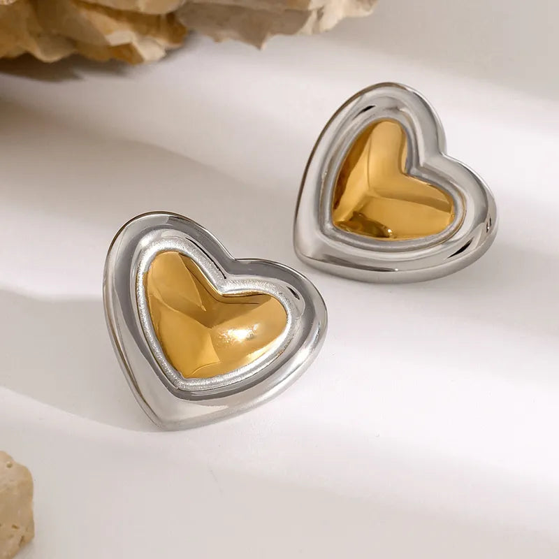 1 Pair Elegant Simple Style Classic Style Heart Shape 304 Stainless Steel Ear Studs