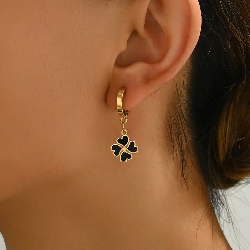 1 Pair Elegant Simple Style Commute Flower Inlay 201 Stainless Steel Acrylic 18K Gold Plated Drop Earrings