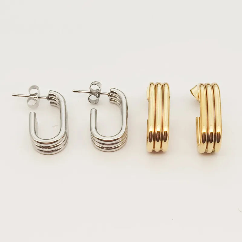 1 Pair Elegant Simple Style Commute Geometric 304 Stainless Steel Ear Studs