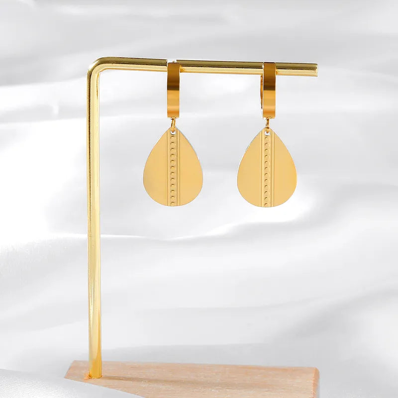 1 Pair Elegant Simple Style Commute Geometric 316 Stainless Steel 18K Gold Plated Drop Earrings