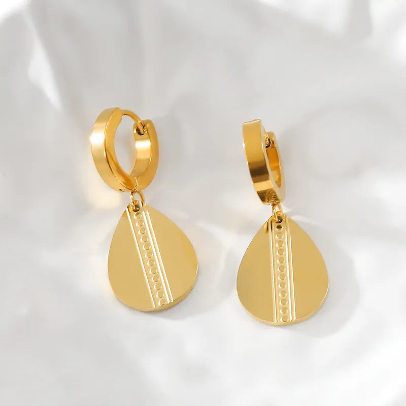 1 Pair Elegant Simple Style Commute Geometric 316 Stainless Steel 18K Gold Plated Drop Earrings