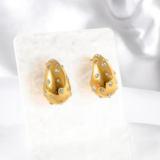 1 Pair Elegant Simple Style Commute Geometric Water Droplets 304 Stainless Steel 18K Gold Plated Ear Studs