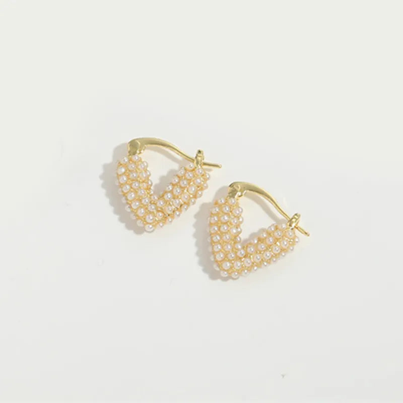 1 Pair Elegant Simple Style Commute Leaves Heart Shape ABS Copper 14K Gold Plated Ear Studs