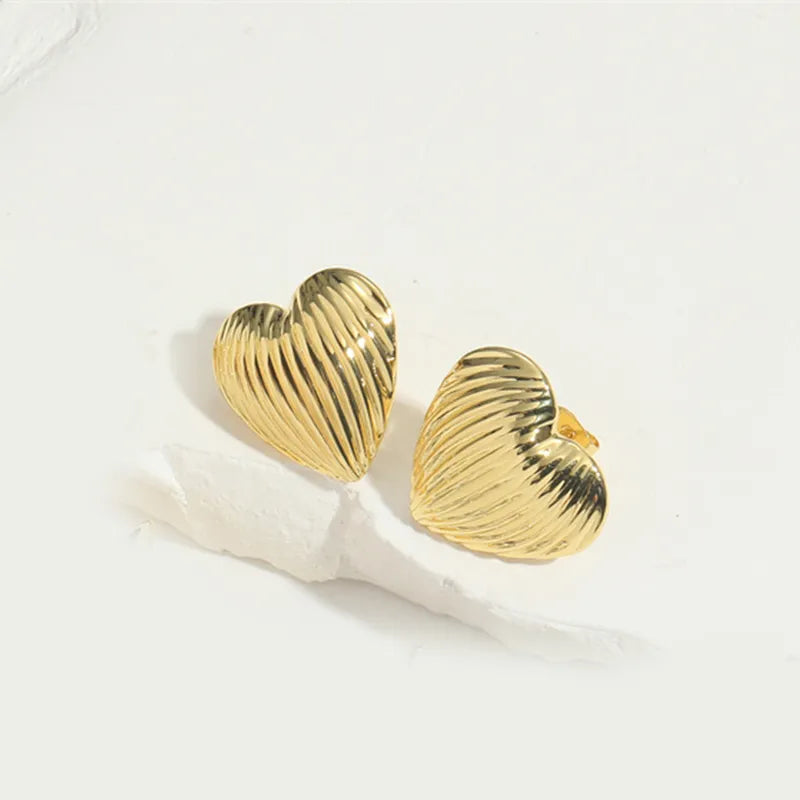 1 Pair Elegant Simple Style Commute Leaves Heart Shape ABS Copper 14K Gold Plated Ear Studs