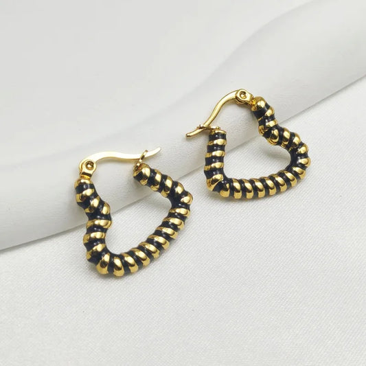 1 Pair Elegant Simple Style Heart Shape Twist Enamel 304 Stainless Steel Earrings (Copy)