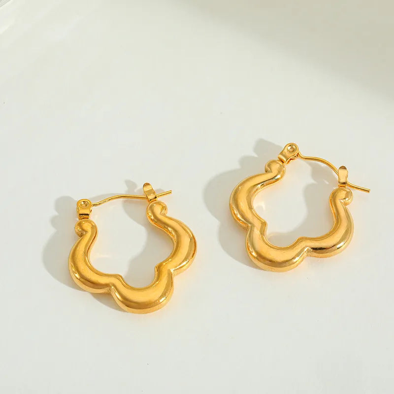 1 Pair Elegant Simple Style Irregular 304 Stainless Steel 18K Gold Plated Hoop Earrings