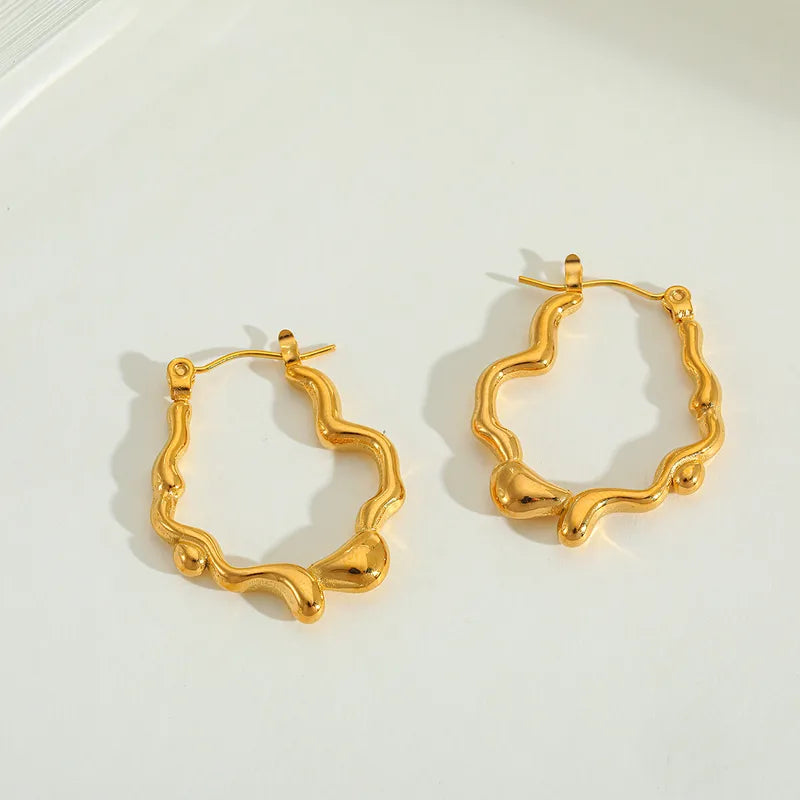 1 Pair Elegant Simple Style Irregular 304 Stainless Steel 18K Gold Plated Hoop Earrings