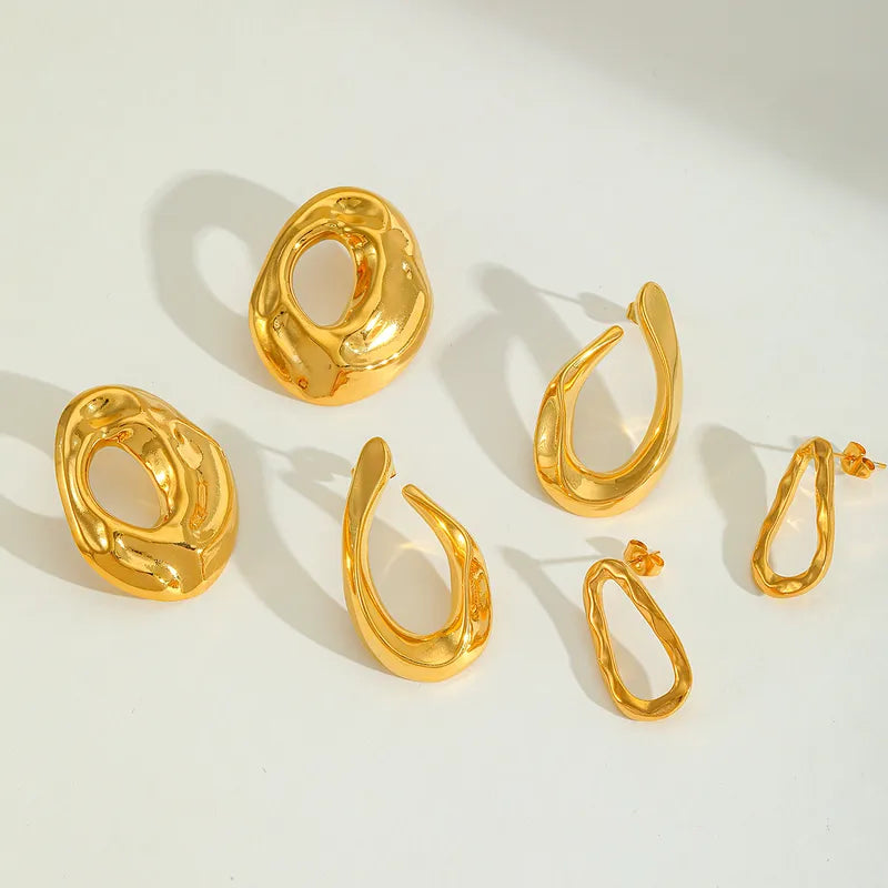 1 Pair Elegant Simple Style Irregular Geometric 304 Stainless Steel 18K Gold Plated Ear Studs