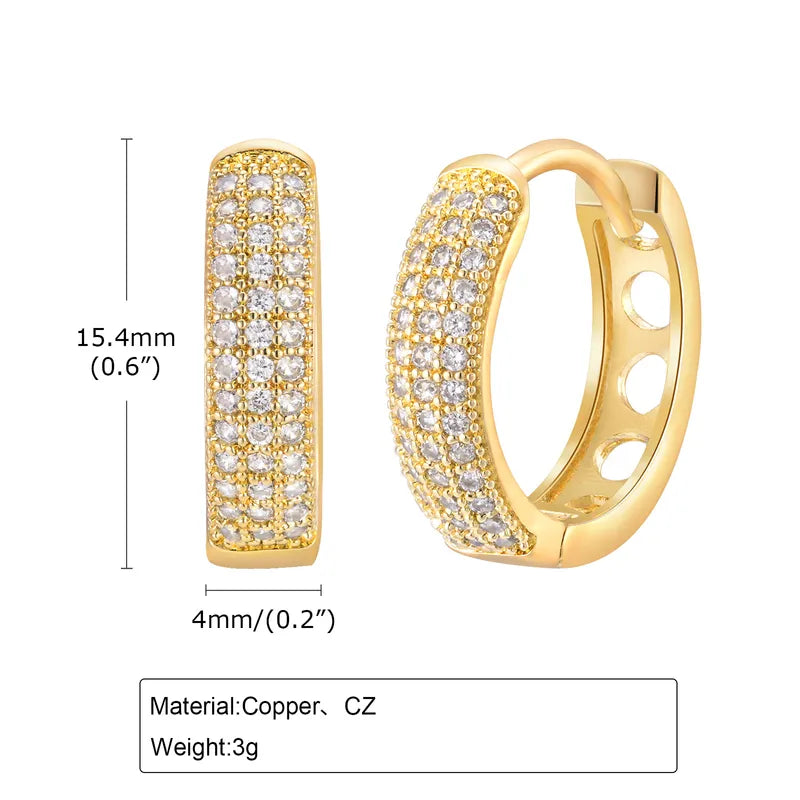 1 Pair Elegant Simple Style Shiny Round Inlay Copper Zircon 18K Gold Plated Hoop Earrings