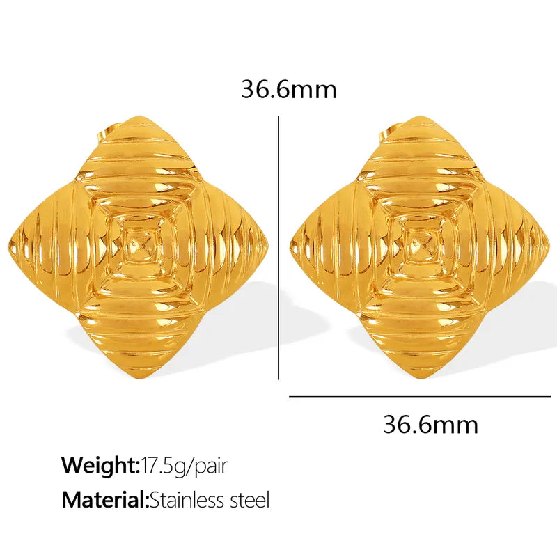 1 Pair Elegant Simple Style Solid Color Plating 304 Stainless Steel 18K Gold Plated Ear Studs