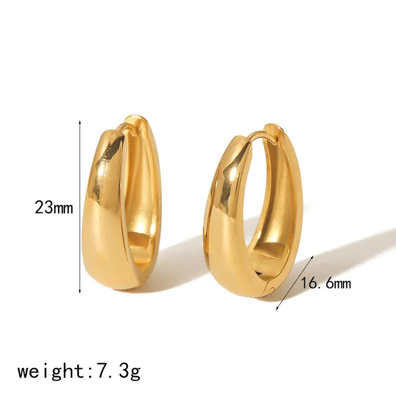 1 Pair Elegant Simple Style Solid Color Polishing Plating 304 Stainless Steel 18K Gold Plated Earrings