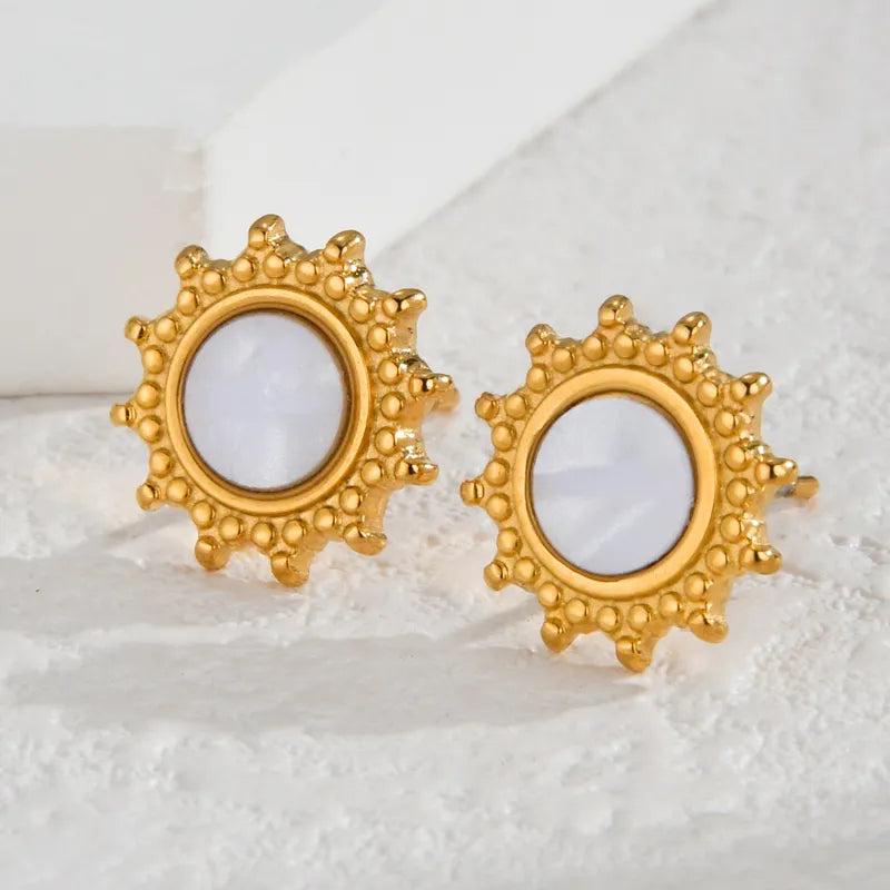 1 Pair Elegant Simple Style Sun Flower 304 Stainless Steel 18K Gold Plated Ear Studs