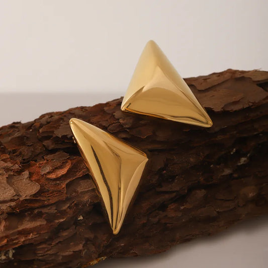 1 Pair Elegant Simple Style Triangle 304 Stainless Steel Titanium Steel 18K Gold Plated Ear Studs