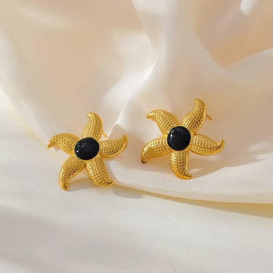 1 Pair Elegant Starfish 304 Stainless Steel Ear Studs