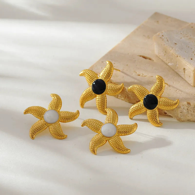 1 Pair Elegant Starfish 304 Stainless Steel Ear Studs