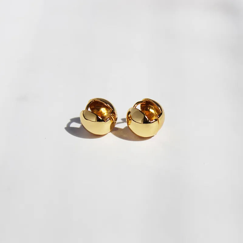 1 Pair Elegant Streetwear Ball Brass Copper 24K Gold Plated Ear Studs