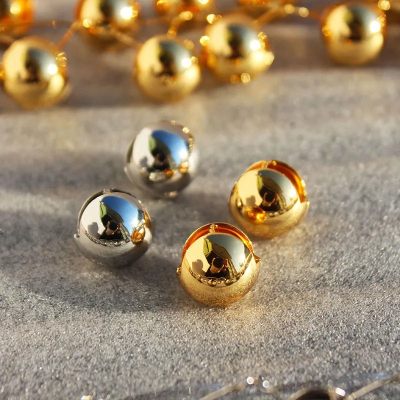 1 Pair Elegant Streetwear Ball Brass Copper 24K Gold Plated Ear Studs