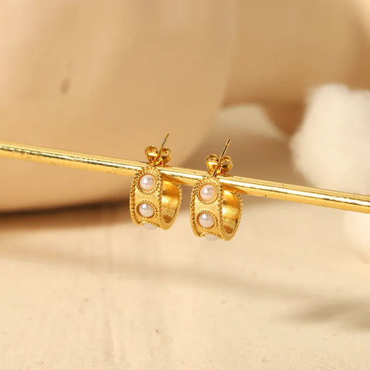 1 Pair Elegant Streetwear C Shape Polishing Plating 304 Stainless Steel 18K Gold Plated Ear Studs