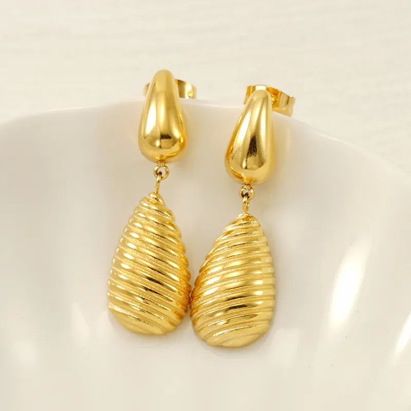 1 Pair Elegant Streetwear Water Droplets 304 Stainless Steel 18K Gold Plated Drop Earrings