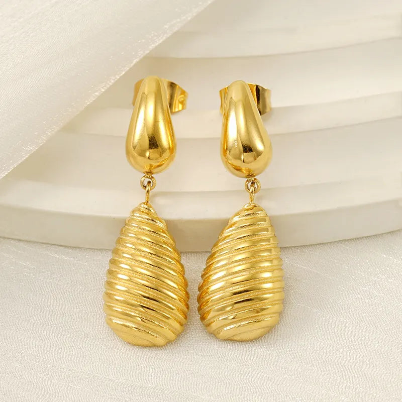 1 Pair Elegant Streetwear Water Droplets 304 Stainless Steel 18K Gold Plated Drop Earrings