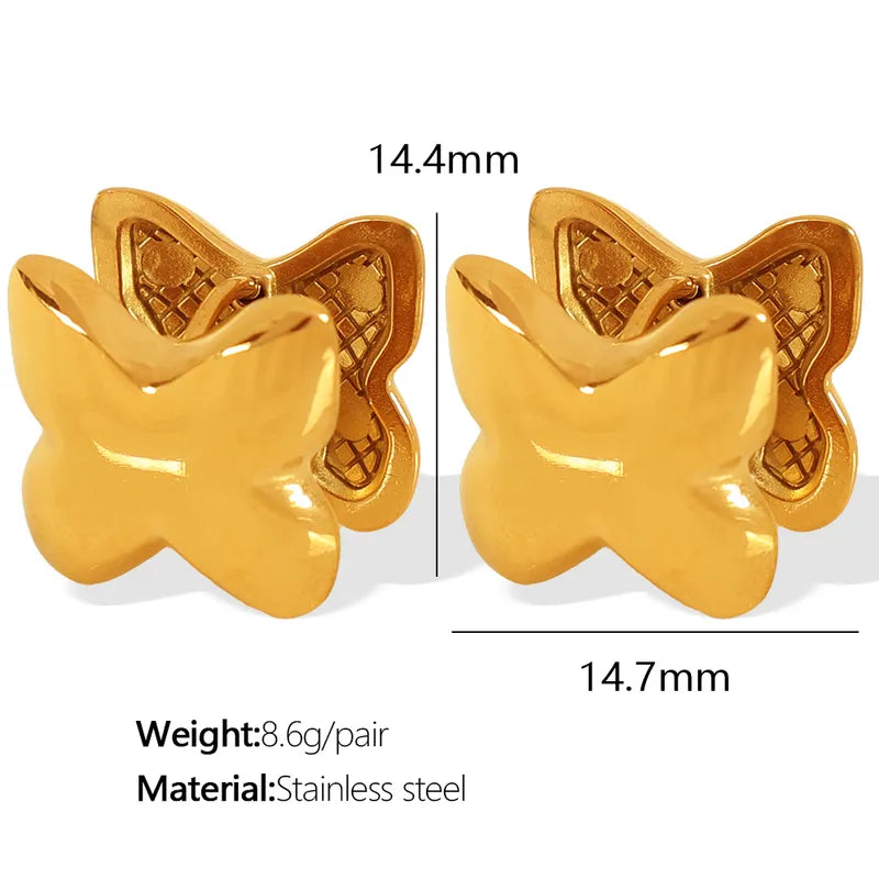 1 Pair Elegant Sweet IG Style Butterfly Polishing 304 Stainless Steel 18K Gold Plated Earrings