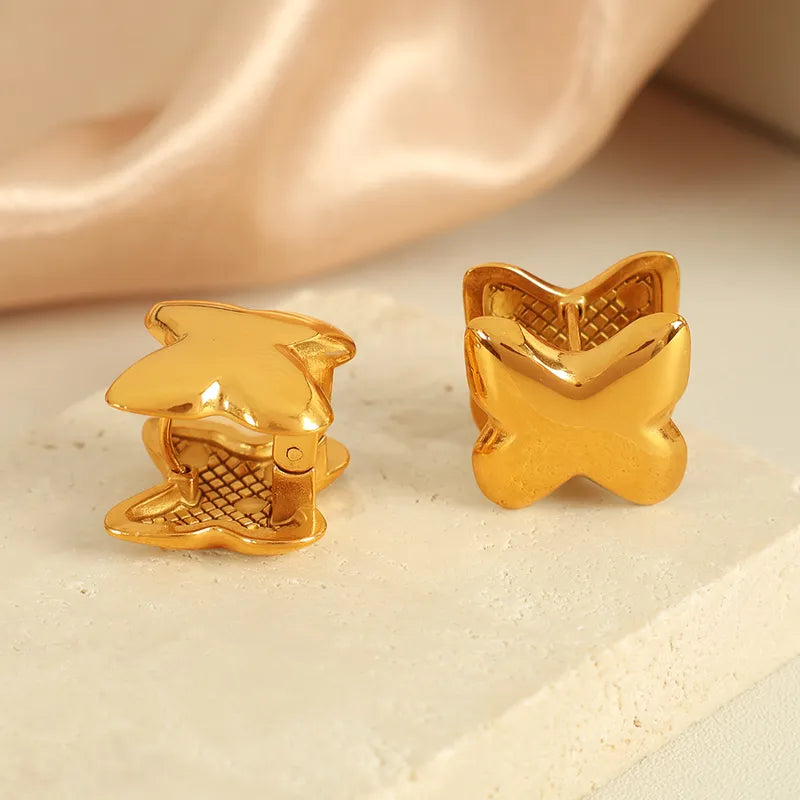 1 Pair Elegant Sweet IG Style Butterfly Polishing 304 Stainless Steel 18K Gold Plated Earrings