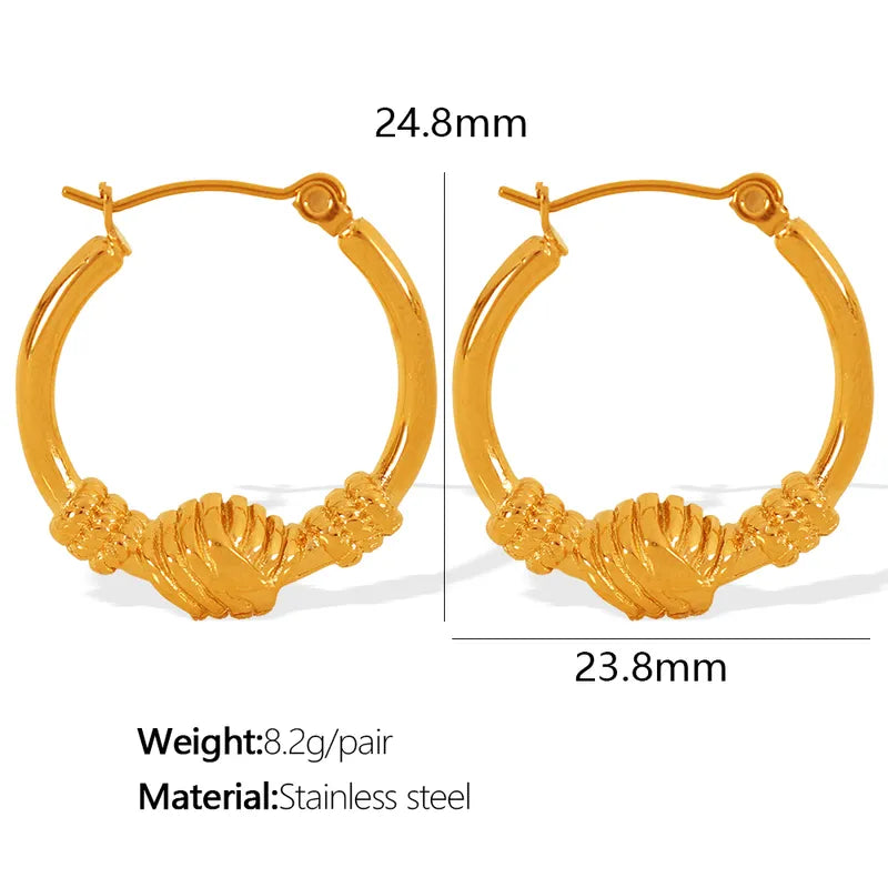 1 Pair Elegant Sweet Lines Polishing Plating 304 Stainless Steel 18K Gold Plated Earrings