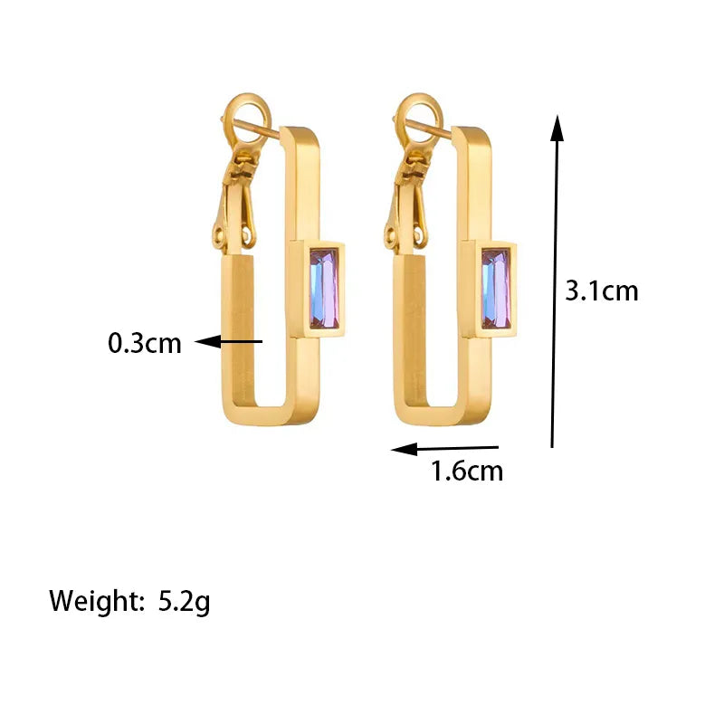 1 Pair Elegant Sweet Simple Style L Shape Polishing Plating Inlay 304 Stainless Steel Artificial Rhinestones 18K Gold Plated Earrings