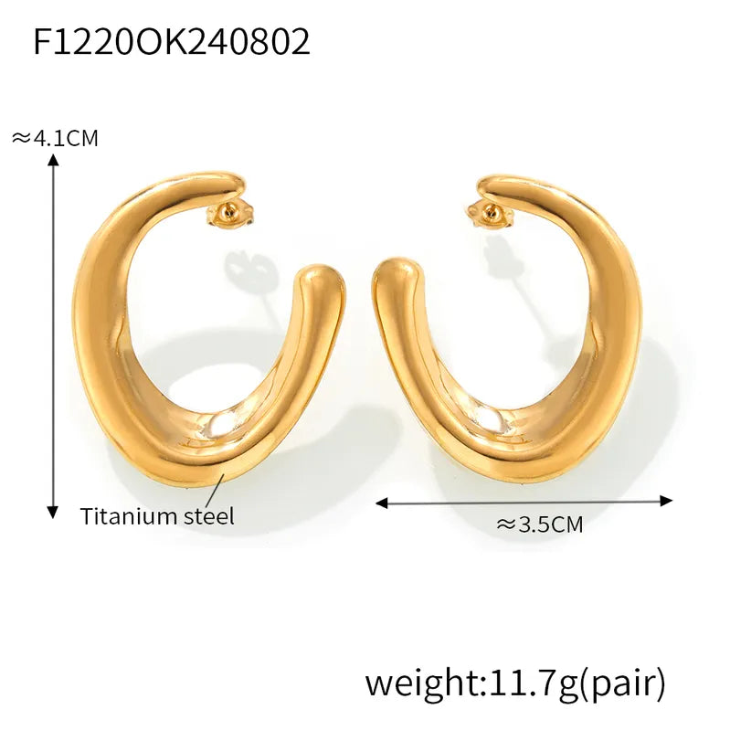 1 Pair Elegant U Shape Titanium Steel 18K Gold Plated Ear Studs