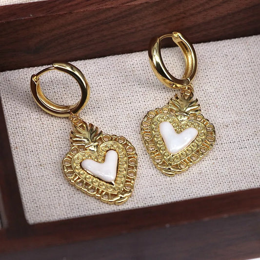 1 Pair Elegant Vacation Simple Style Heart Shape Copper Drop Earrings