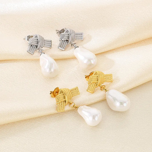 1 Pair Elegant Vintage Style Simple Style Bow Knot 304 Stainless Steel 18K Gold Plated Drop Earrings