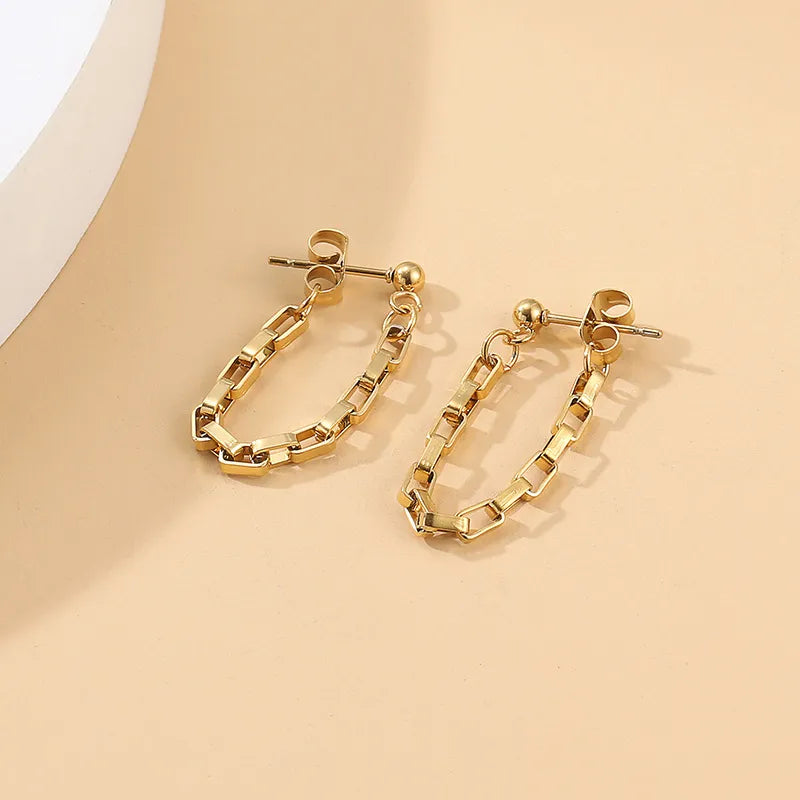 1 Pair Elegant Vintage Style Streetwear Lines 304 Stainless Steel Gold Plated Ear Studs