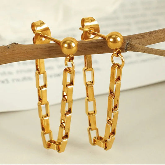 1 Pair Elegant Vintage Style Streetwear Lines 304 Stainless Steel Gold Plated Ear Studs